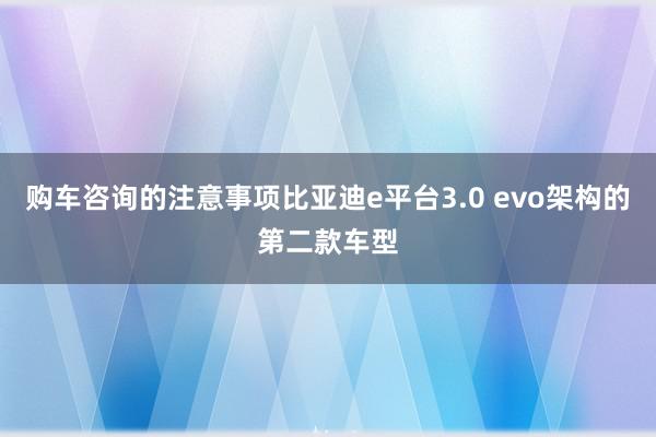 购车咨询的注意事项比亚迪e平台3.0 evo架构的第二款车型