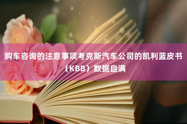 购车咨询的注意事项考克斯汽车公司的凯利蓝皮书（KBB）数据自满