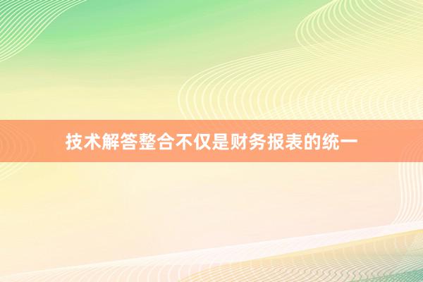 技术解答整合不仅是财务报表的统一