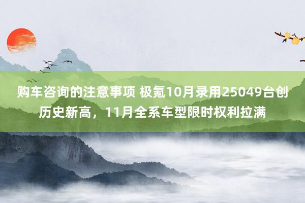 购车咨询的注意事项 极氪10月录用25049台创历史新高，11月全系车型限时权利拉满