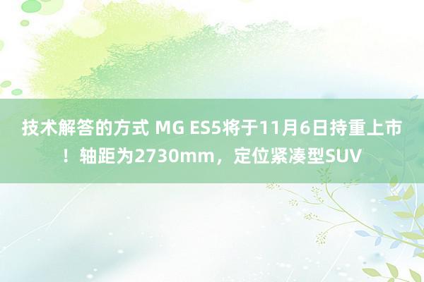 技术解答的方式 MG ES5将于11月6日持重上市！轴距为2730mm，定位紧凑型SUV