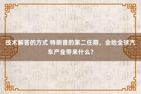 技术解答的方式 特朗普的第二任期，会给全球汽车产业带来什么？