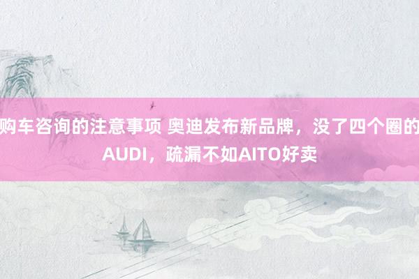 购车咨询的注意事项 奥迪发布新品牌，没了四个圈的AUDI，疏漏不如AITO好卖