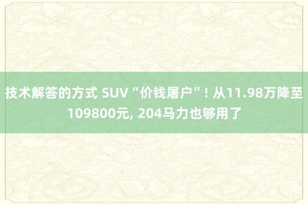 技术解答的方式 SUV“价钱屠户”! 从11.98万降至109800元, 204马力也够用了