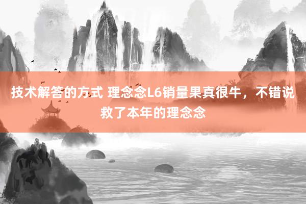 技术解答的方式 理念念L6销量果真很牛，不错说救了本年的理念念