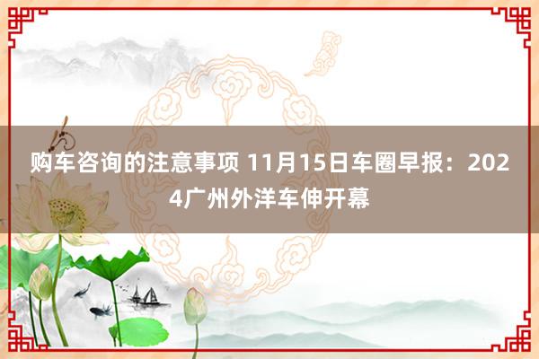 购车咨询的注意事项 11月15日车圈早报：2024广州外洋车伸开幕