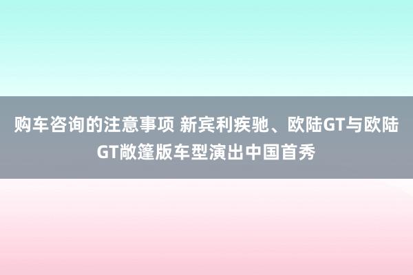 购车咨询的注意事项 新宾利疾驰、欧陆GT与欧陆GT敞篷版车型演出中国首秀