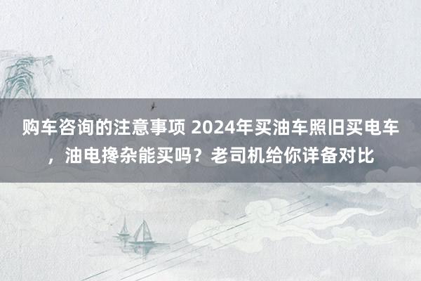 购车咨询的注意事项 2024年买油车照旧买电车，油电搀杂能买吗？老司机给你详备对比