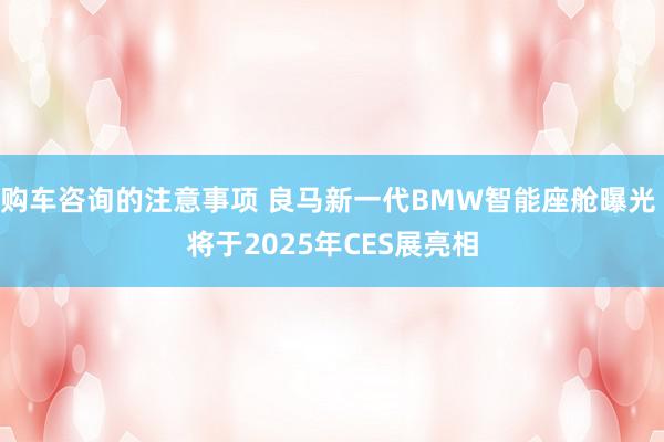 购车咨询的注意事项 良马新一代BMW智能座舱曝光 将于2025年CES展亮相