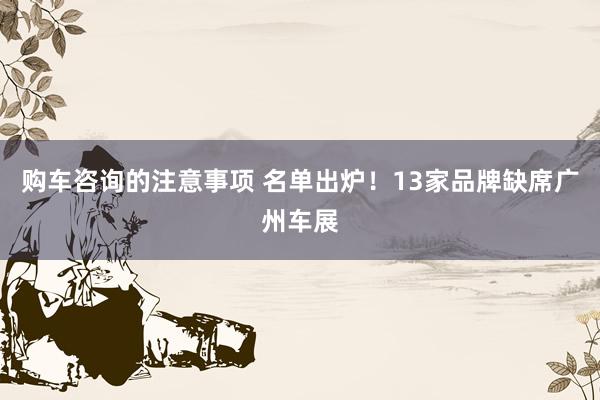 购车咨询的注意事项 名单出炉！13家品牌缺席广州车展