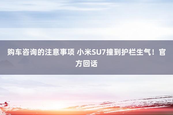 购车咨询的注意事项 小米SU7撞到护栏生气！官方回话