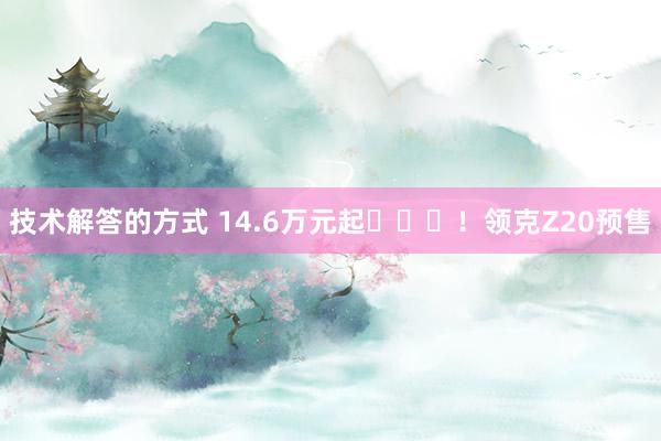 技术解答的方式 14.6万元起​​​！领克Z20预售