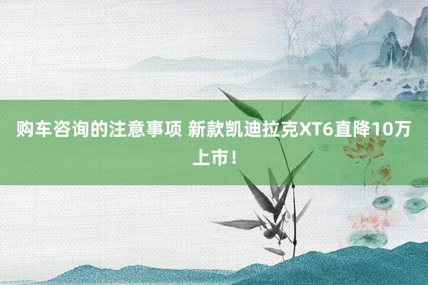 购车咨询的注意事项 新款凯迪拉克XT6直降10万上市！