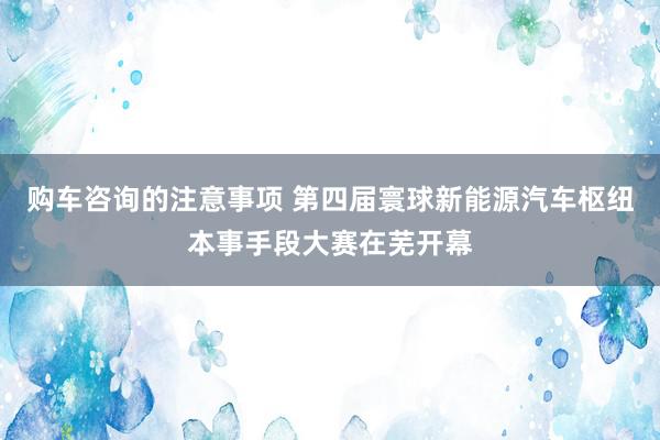 购车咨询的注意事项 第四届寰球新能源汽车枢纽本事手段大赛在芜开幕