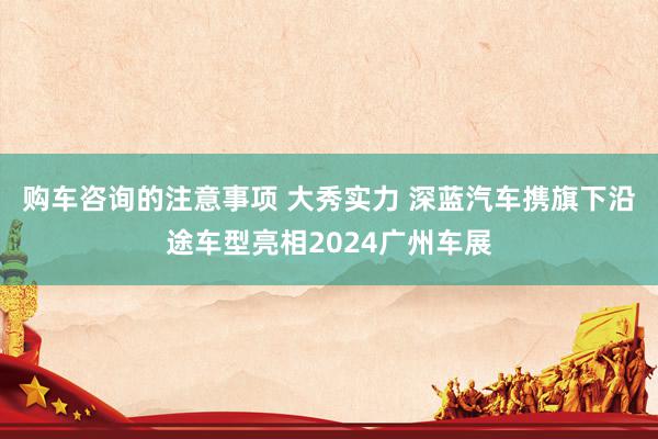 购车咨询的注意事项 大秀实力 深蓝汽车携旗下沿途车型亮相2024广州车展