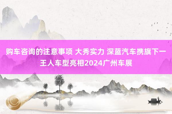 购车咨询的注意事项 大秀实力 深蓝汽车携旗下一王人车型亮相2024广州车展