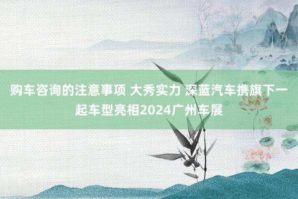 购车咨询的注意事项 大秀实力 深蓝汽车携旗下一起车型亮相2024广州车展