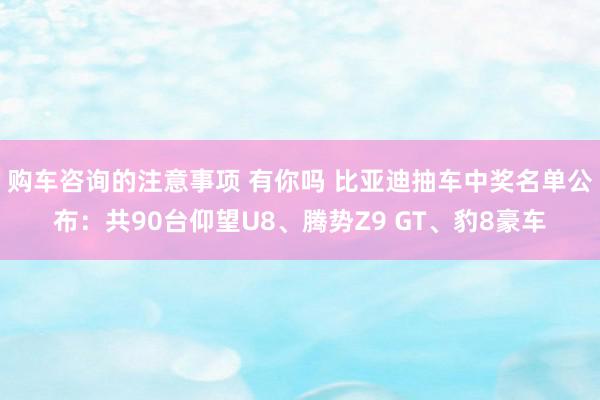 购车咨询的注意事项 有你吗 比亚迪抽车中奖名单公布：共90台仰望U8、腾势Z9 GT、豹8豪车