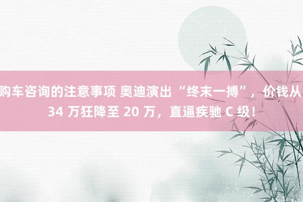 购车咨询的注意事项 奥迪演出 “终末一搏”，价钱从 34 万狂降至 20 万，直逼疾驰 C 级！