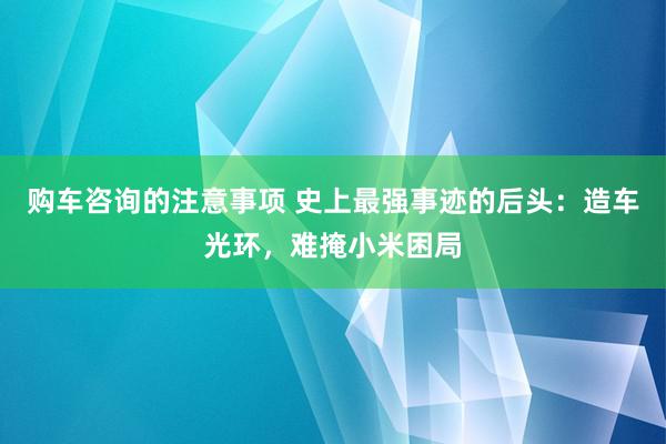 购车咨询的注意事项 史上最强事迹的后头：造车光环，难掩小米困局