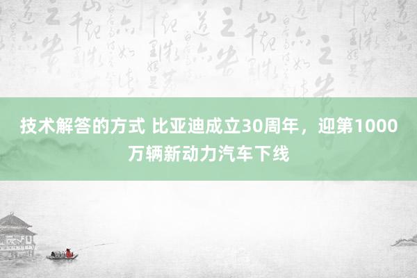 技术解答的方式 比亚迪成立30周年，迎第1000万辆新动力汽车下线