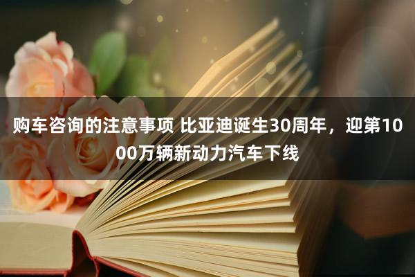 购车咨询的注意事项 比亚迪诞生30周年，迎第1000万辆新动力汽车下线