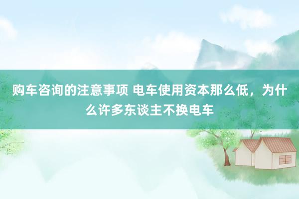 购车咨询的注意事项 电车使用资本那么低，为什么许多东谈主不换电车