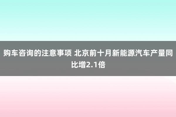 购车咨询的注意事项 北京前十月新能源汽车产量同比增2.1倍