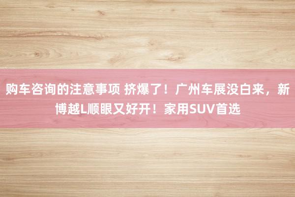 购车咨询的注意事项 挤爆了！广州车展没白来，新博越L顺眼又好开！家用SUV首选