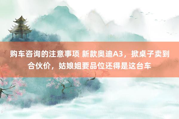 购车咨询的注意事项 新款奥迪A3，掀桌子卖到合伙价，姑娘姐要品位还得是这台车