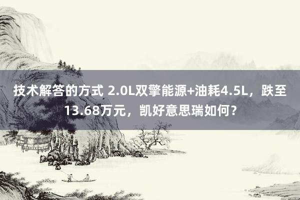 技术解答的方式 2.0L双擎能源+油耗4.5L，跌至13.68万元，凯好意思瑞如何？