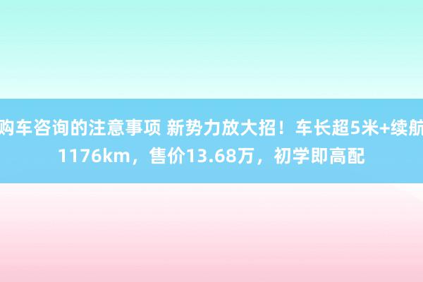 购车咨询的注意事项 新势力放大招！车长超5米+续航1176km，售价13.68万，初学即高配