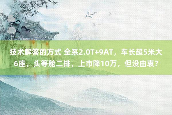 技术解答的方式 全系2.0T+9AT，车长超5米大6座，头等舱二排，上市降10万，但没由衷？