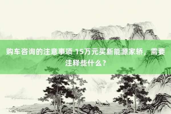 购车咨询的注意事项 15万元买新能源家轿，需要注释些什么？