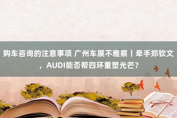 购车咨询的注意事项 广州车展不雅察丨牵手郑钦文，AUDI能否帮四环重塑光芒？