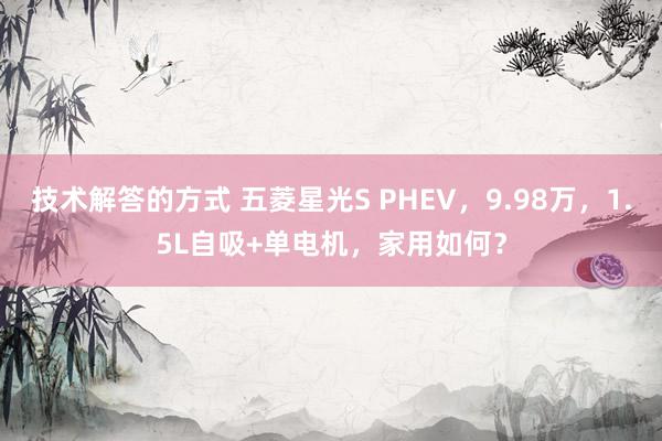 技术解答的方式 五菱星光S PHEV，9.98万，1.5L自吸+单电机，家用如何？