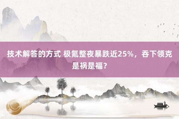 技术解答的方式 极氪整夜暴跌近25%，吞下领克是祸是福？