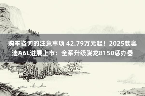 购车咨询的注意事项 42.79万元起！2025款奥迪A6L进展上市：全系升级骁龙8150惩办器