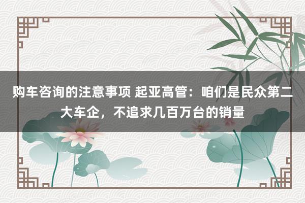 购车咨询的注意事项 起亚高管：咱们是民众第二大车企，不追求几百万台的销量