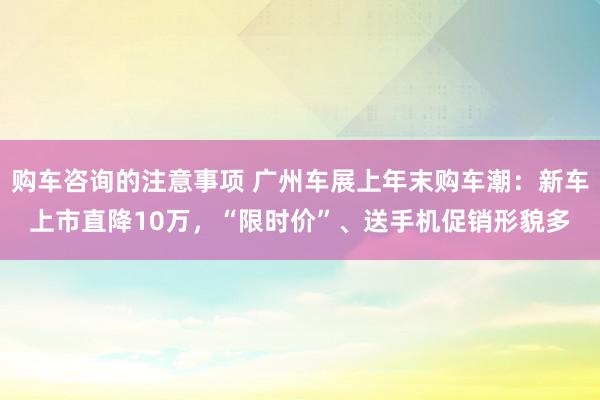 购车咨询的注意事项 广州车展上年末购车潮：新车上市直降10万，“限时价”、送手机促销形貌多