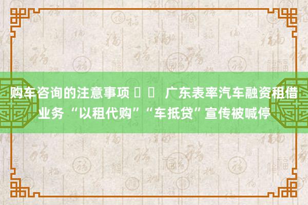 购车咨询的注意事项 		 广东表率汽车融资租借业务 “以租代购”“车抵贷”宣传被喊停