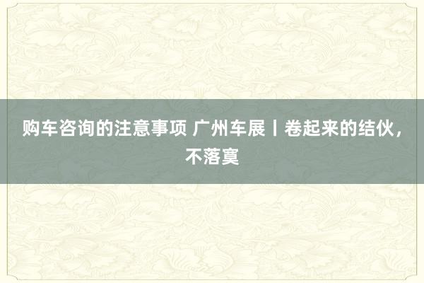 购车咨询的注意事项 广州车展丨卷起来的结伙，不落寞