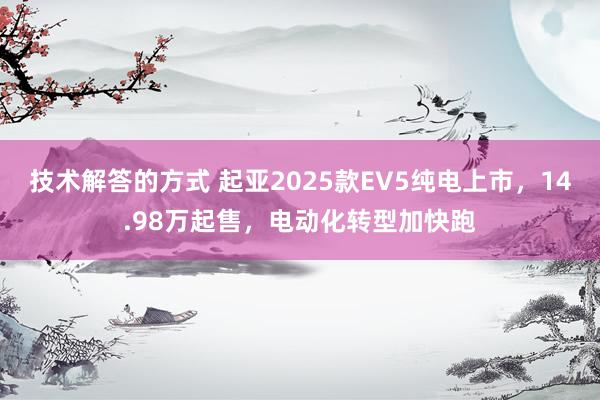 技术解答的方式 起亚2025款EV5纯电上市，14.98万起售，电动化转型加快跑