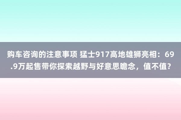 购车咨询的注意事项 猛士917高地雄狮亮相：69.9万起售带你探索越野与好意思瞻念，值不值？