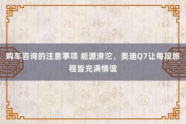 购车咨询的注意事项 能源滂沱，奥迪Q7让每段旅程皆充满情谊