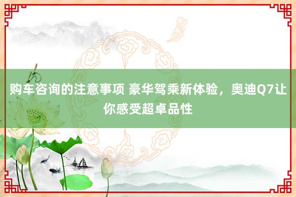 购车咨询的注意事项 豪华驾乘新体验，奥迪Q7让你感受超卓品性