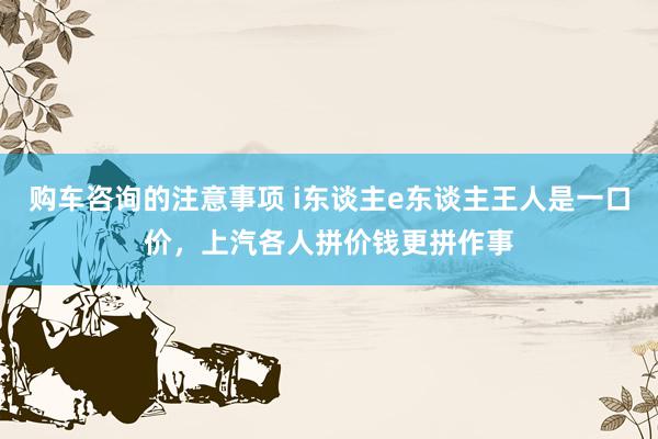 购车咨询的注意事项 i东谈主e东谈主王人是一口价，上汽各人拼价钱更拼作事