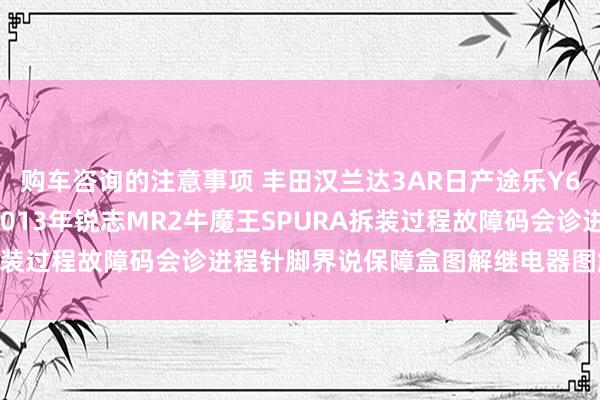 购车咨询的注意事项 丰田汉兰达3AR日产途乐Y60维修手册电路图府上2013年锐志MR2牛魔王SPURA拆装过程故障码会诊进程针脚界说保障盒图解继电器图解线束走