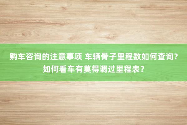 购车咨询的注意事项 车辆骨子里程数如何查询？如何看车有莫得调过里程表？