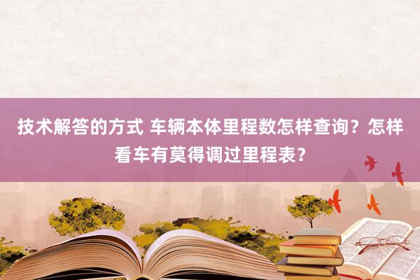 技术解答的方式 车辆本体里程数怎样查询？怎样看车有莫得调过里程表？